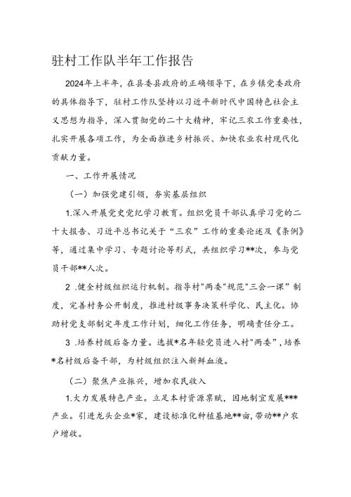 驻村工作队半年工作报告(1).docx