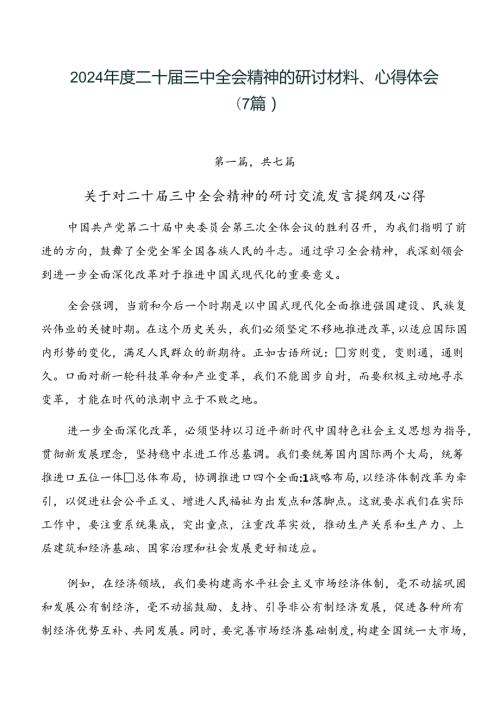 2024二十三中全会精神的研讨材料、心得体会（7篇）.docx