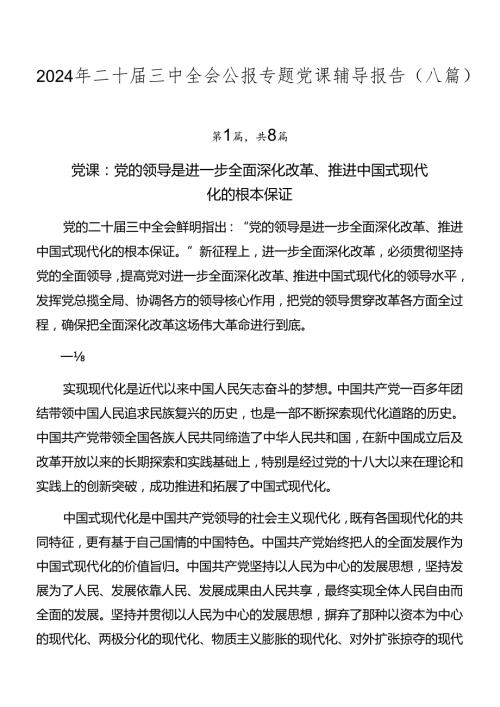2024年二十三中全会公报专题党课辅导报告（八篇）.docx