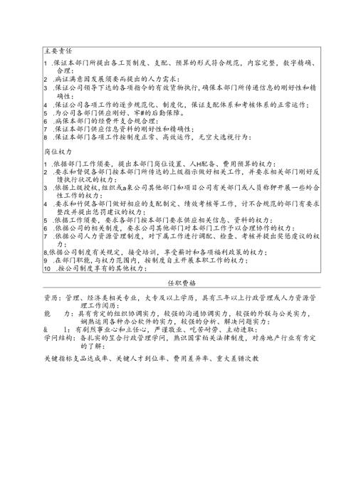 岗位说明书行政人事.docx