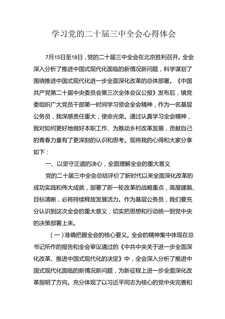 学习2024年学习党的二十三中全会个人心得感悟 （9份）.docx_第1页