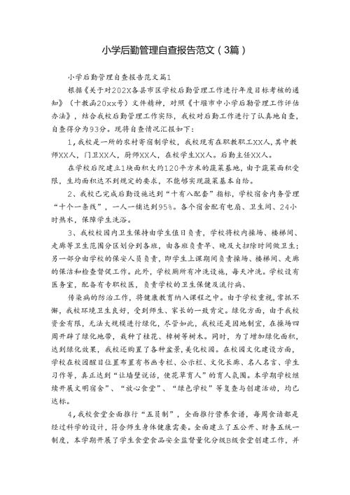 小学后勤管理自查报告范文（3篇）.docx