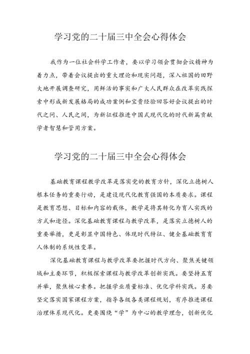2024年学习党的二十三中全会个人心得体会 （13份）.docx