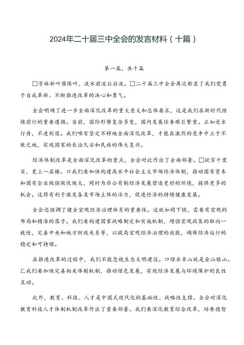2024年二十三中全会的发言材料（十篇）.docx