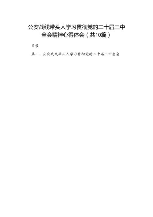 公安战线带头人学习贯彻党的二十三中全会精神心得体会10篇（精选）.docx