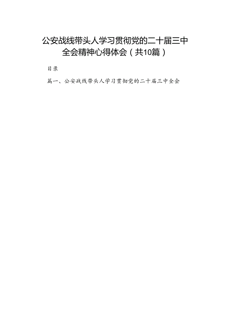 公安战线带头人学习贯彻党的二十三中全会精神心得体会10篇（精选）.docx_第1页