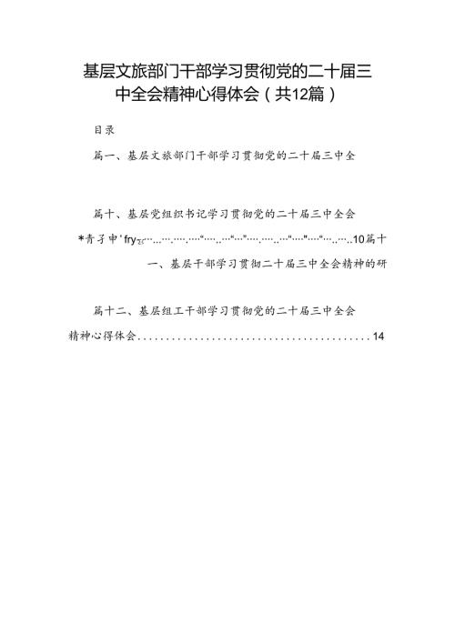 基层文旅部门干部学习贯彻党的二十三中全会精神心得体会（共12篇）.docx
