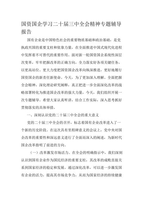 国资国企学习二十三中全会精神专题辅导报告(2).docx