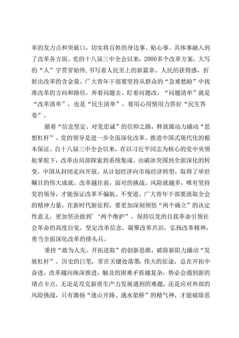 3篇 2024年青年干部学习贯彻党的二十三中全会精神心得体会.docx_第2页