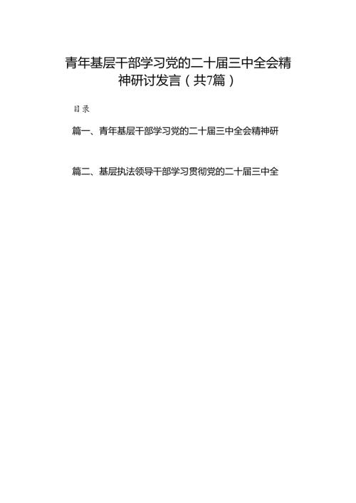 青年基层干部学习党的二十三中全会精神研讨发言7篇（精选版）.docx