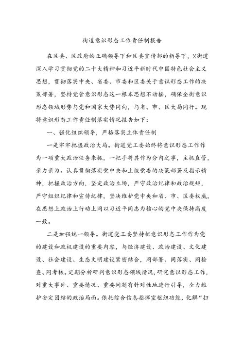 街道意识形态工作责任制报告.docx