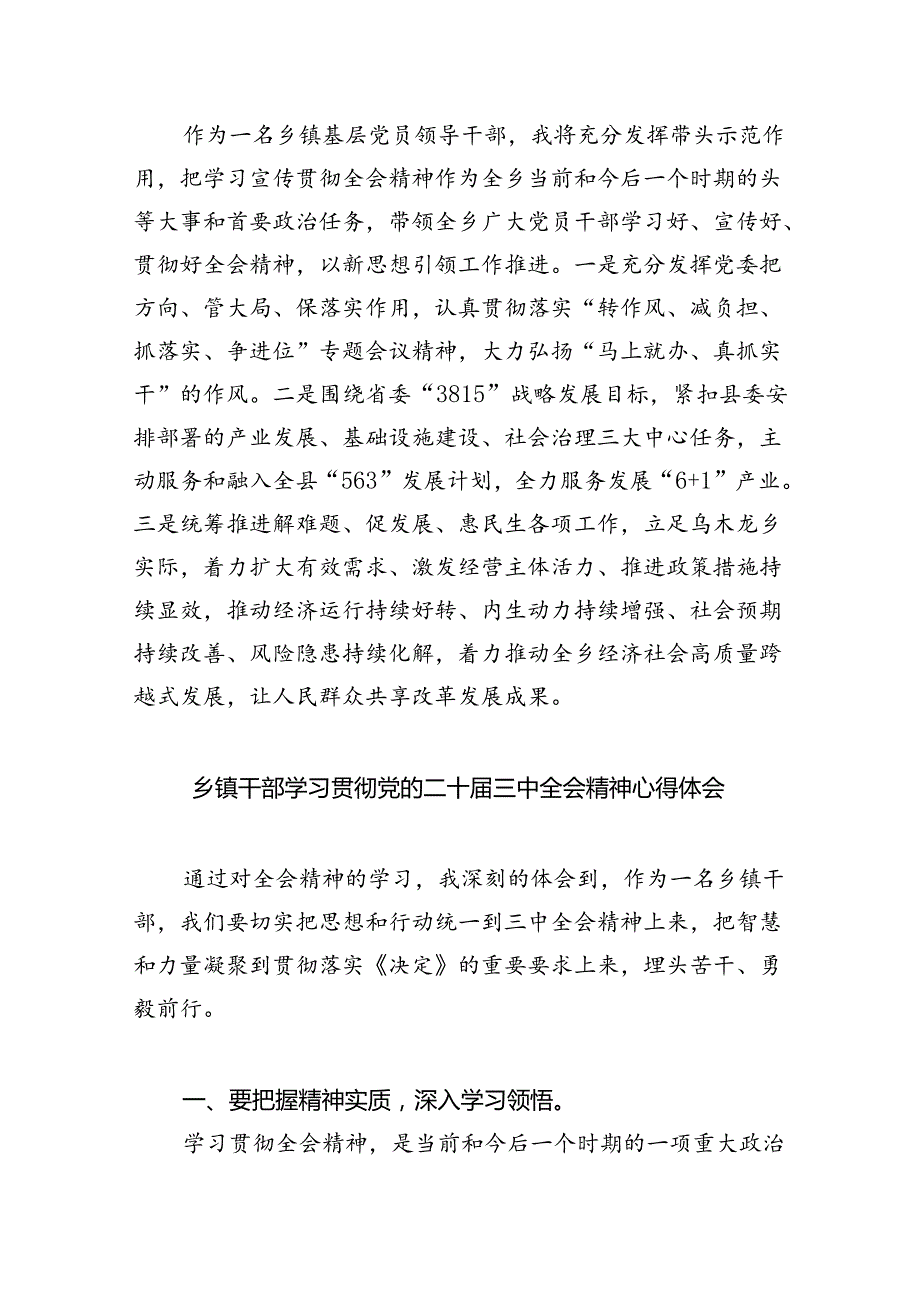 乡镇干部学习贯彻党的二十三中全会精神心得体会5篇专题资料.docx_第2页