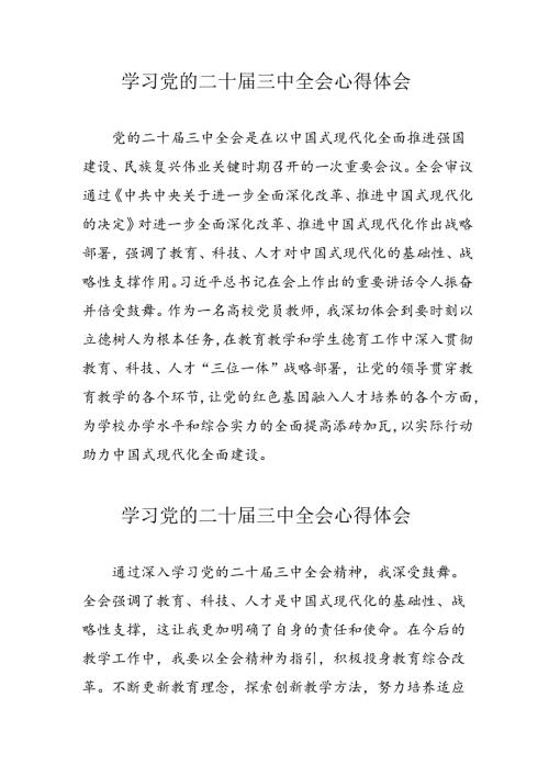 学习2024年党的二十三中全会心得体会 （10份）53.docx