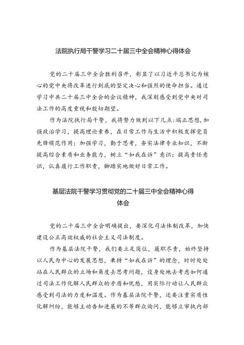 法院执行局干警学习二十三中全会精神心得体会8篇（精选版）.docx