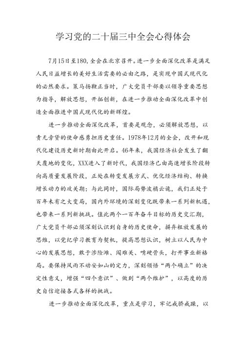 2024年学习学习党的二十三中全会个人心得体会 （4份）.docx