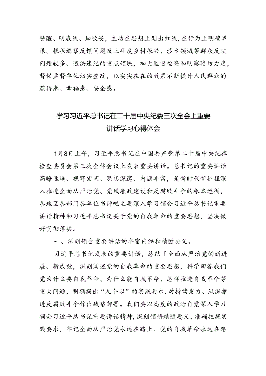 学习贯彻二十中央纪委三次全会精神心得体会研讨发言材料精选版【四篇】.docx_第3页