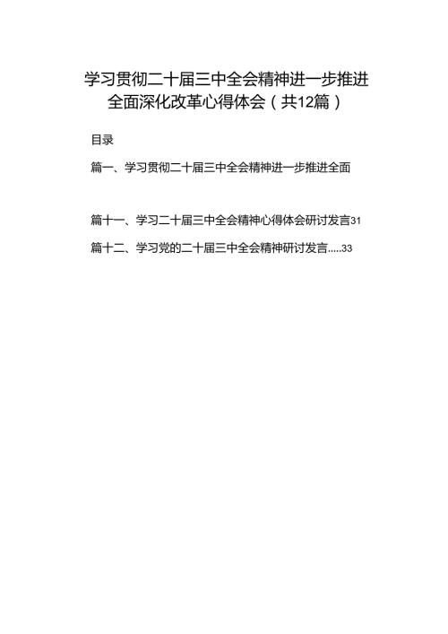 （12篇）学习贯彻二十三中全会精神进一步推进全面深化改革心得体会范文.docx
