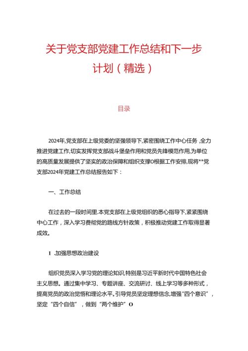 10.关于党支部党建工作总结和下一步计划.docx