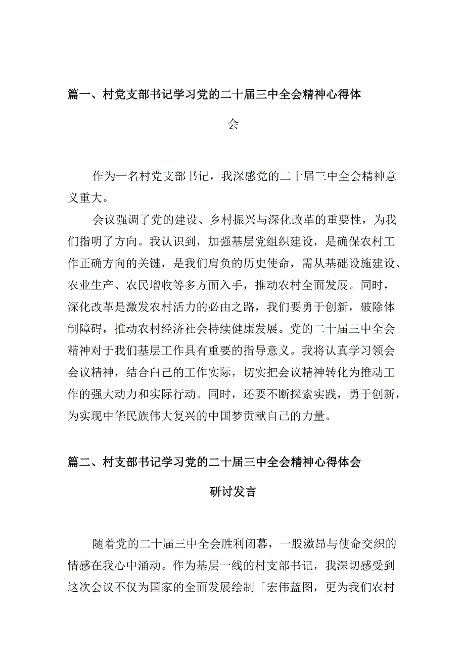 （10篇）村党支部书记学习党的二十三中全会精神心得体会（详细版）.docx_第3页
