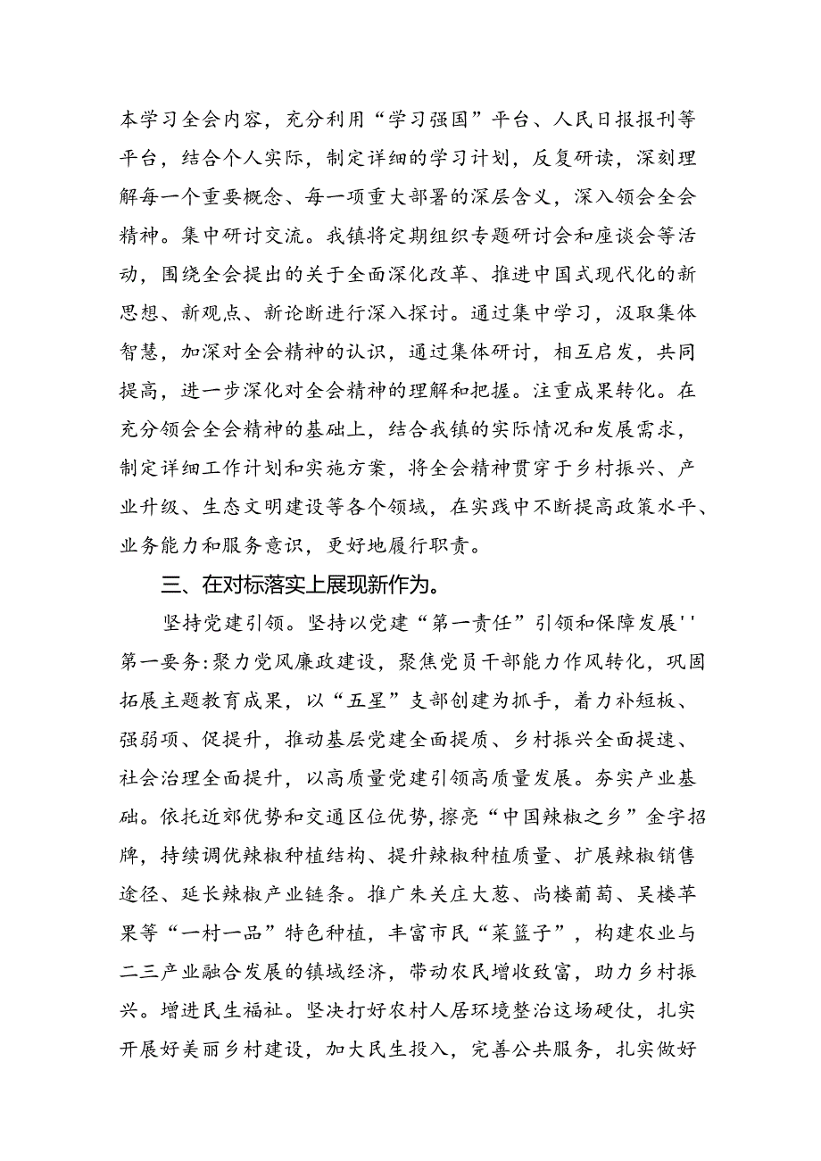 （11篇）镇党委书记学习贯彻党的二十三中全会精神心得体会参考范文.docx_第3页