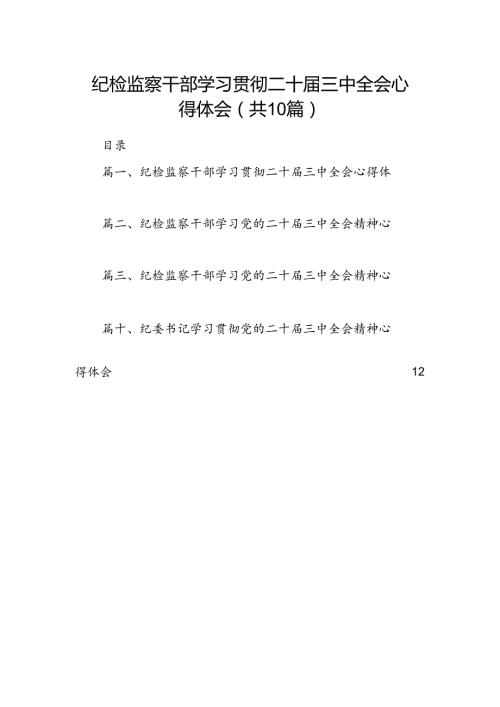 （10篇）纪检监察干部学习贯彻二十三中全会心得体会（详细版）.docx