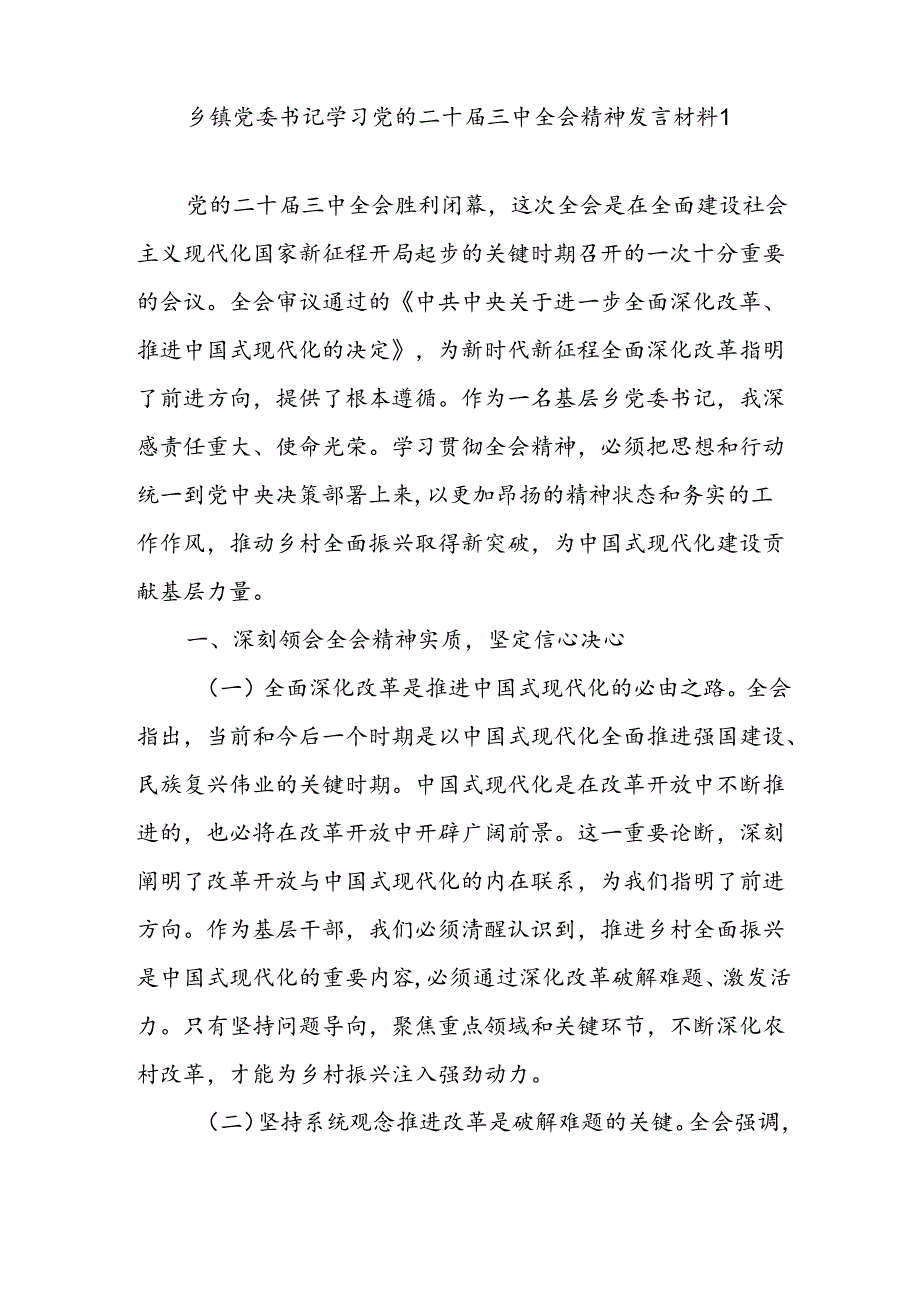 乡镇党委书记学习二十三中全会精神研讨发言材料心得体会2篇.docx_第2页
