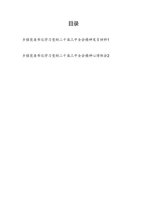 乡镇党委书记学习二十三中全会精神研讨发言材料心得体会2篇.docx