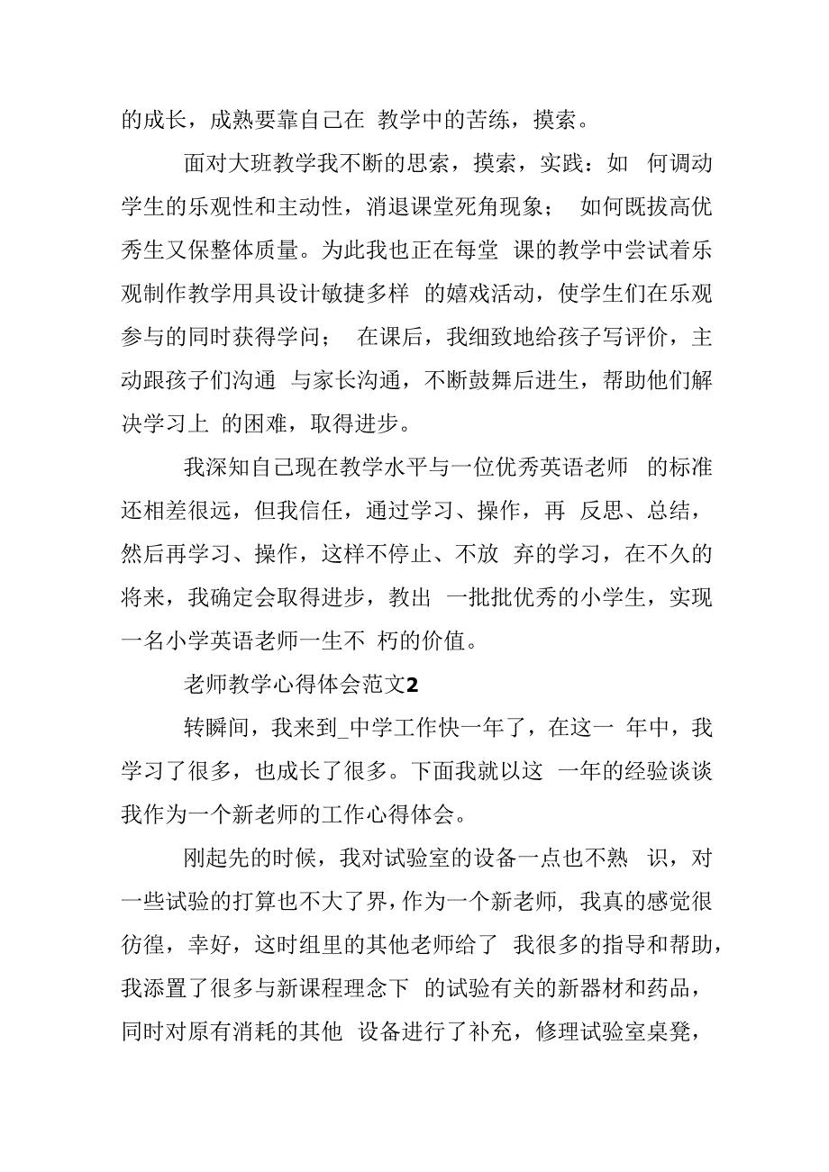 教师教学心得体会范文十篇.docx_第2页