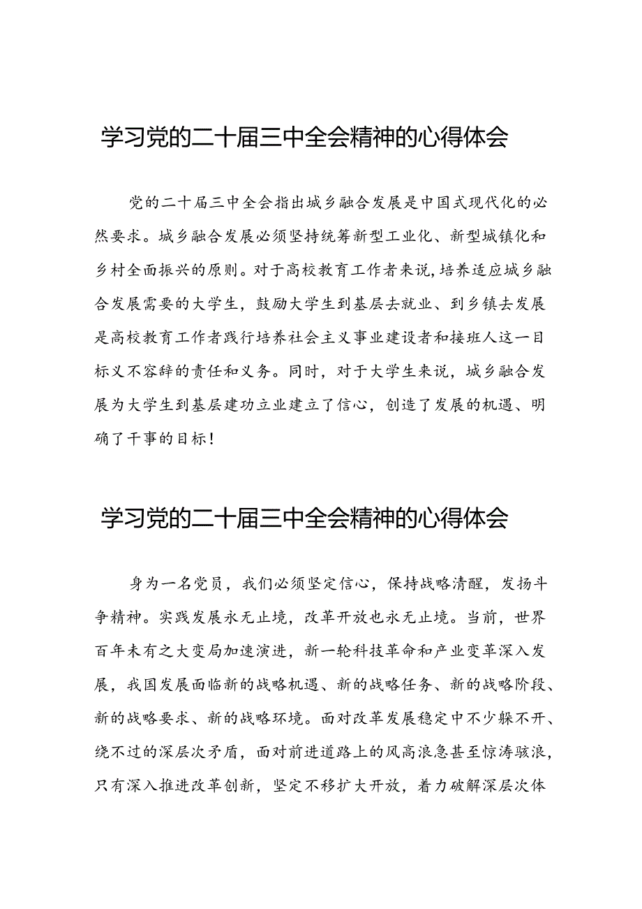 2024年党的二十三中全会精神学习体会简短发言四十篇.docx_第1页