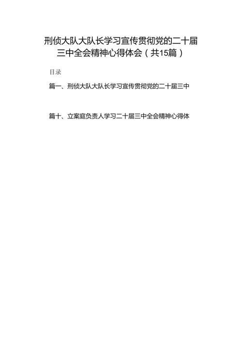 （15篇）刑侦大队大队长学习宣传贯彻党的二十三中全会精神心得体会（精选）.docx