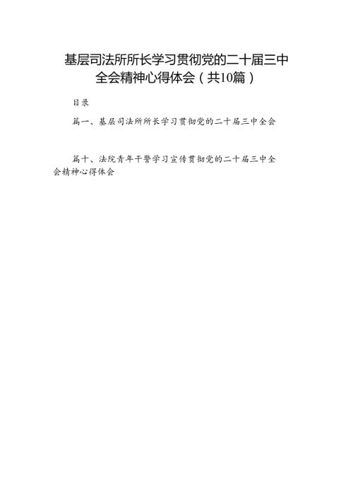 （10篇）基层司法所所长学习贯彻党的二十三中全会精神心得体会范文.docx