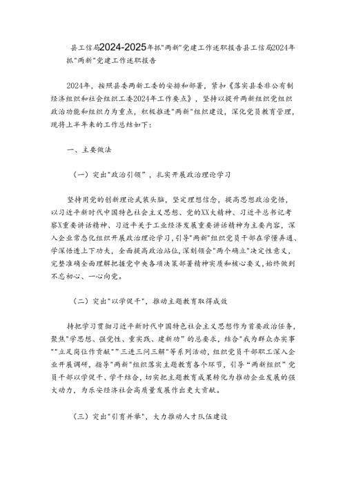 县工信局20242025年抓“两新”党建工作述职报告.docx