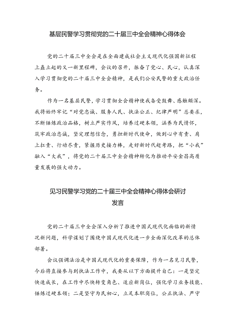 （9篇）青年民警学习贯彻二十三中全会精神心得体会集合.docx_第3页