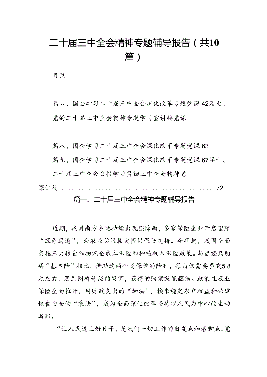 （10篇）二十三中全会精神专题辅导报告范文精选.docx_第1页