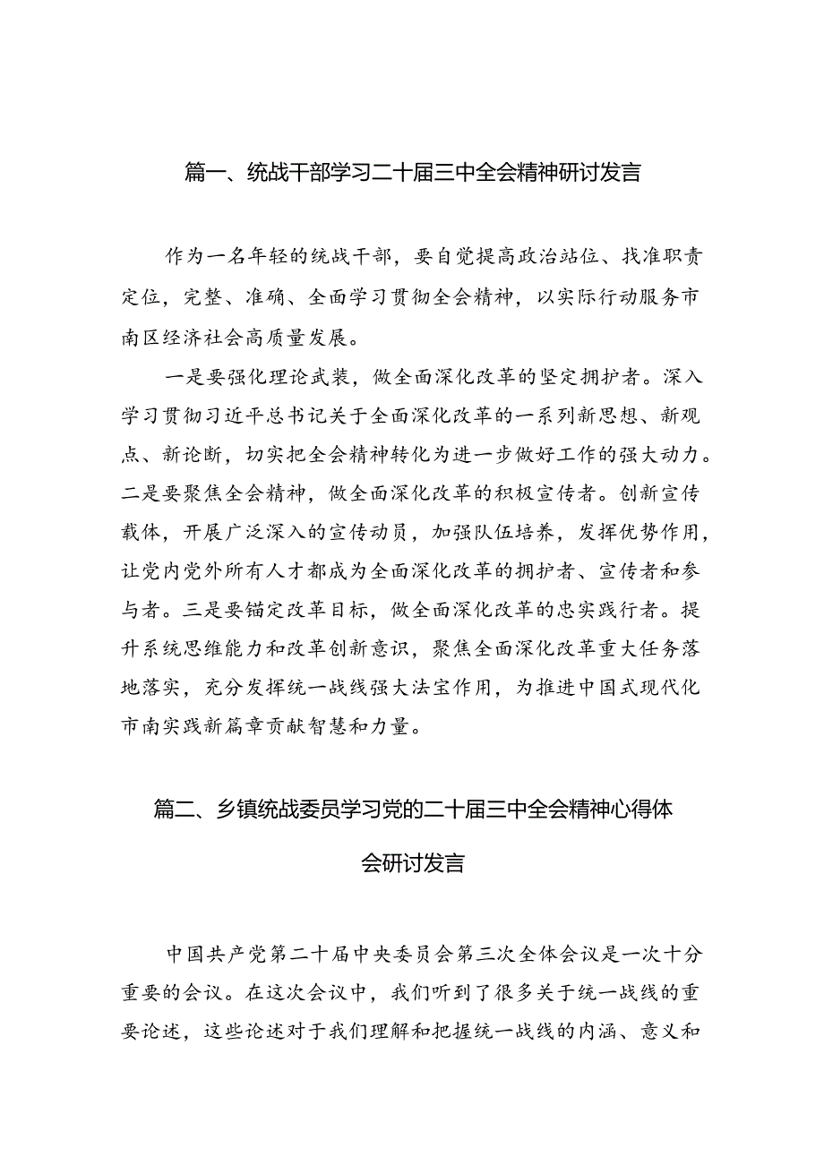 （10篇）统战干部学习二十三中全会精神研讨发言（详细版）.docx_第2页
