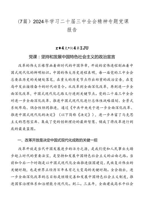 （7篇）2024年学习二十三中全会精神专题党课报告.docx