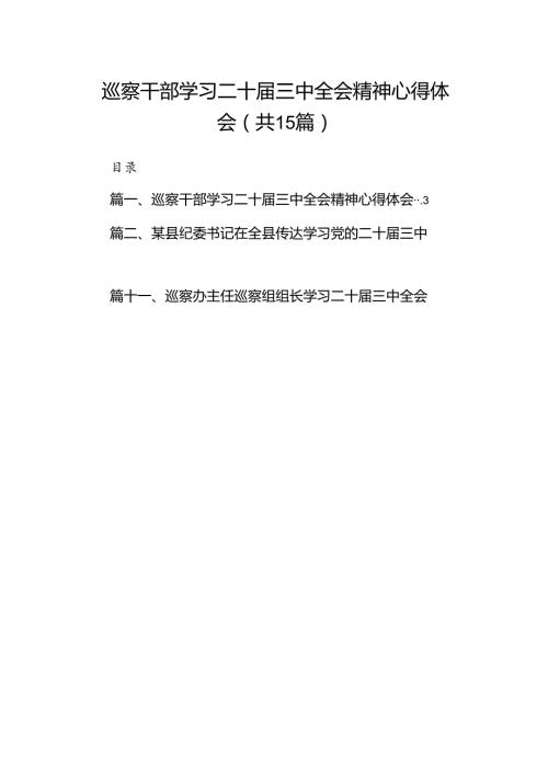 （15篇）巡察干部学习二十三中全会精神心得体会（最新版）.docx