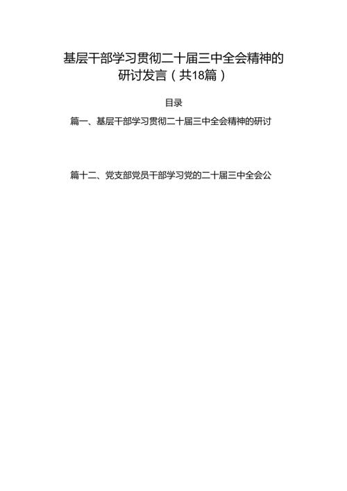 (18篇)基层干部学习贯彻二十三中全会精神的研讨发言范文.docx