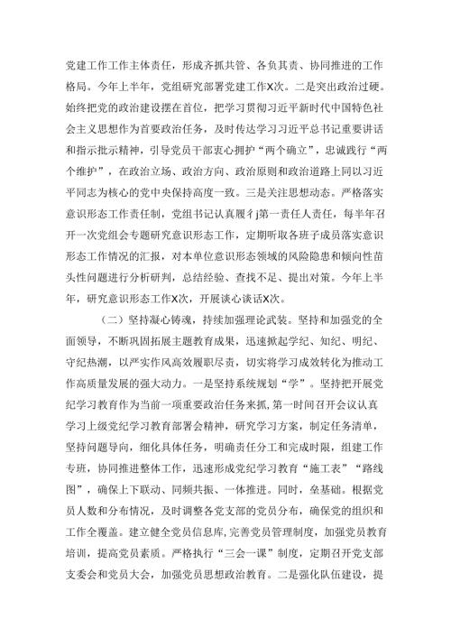 2024年上半年党建工作总结及下半年工作计划9篇供参考.docx