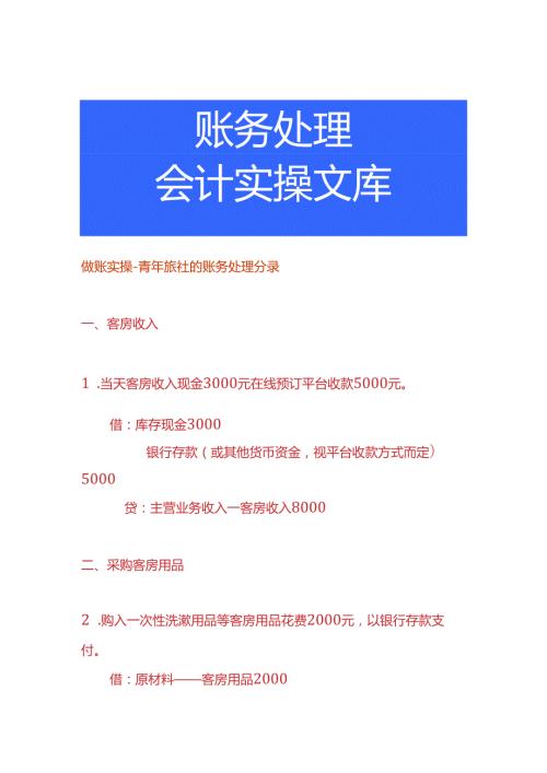 做账实操青年旅社的账务处理分录.docx