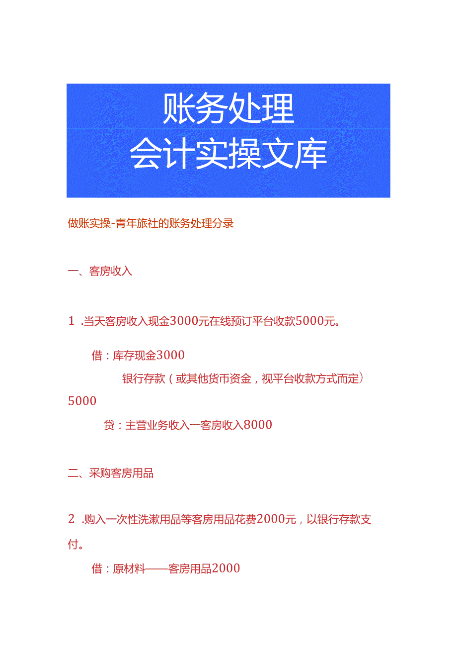 做账实操青年旅社的账务处理分录.docx_第1页