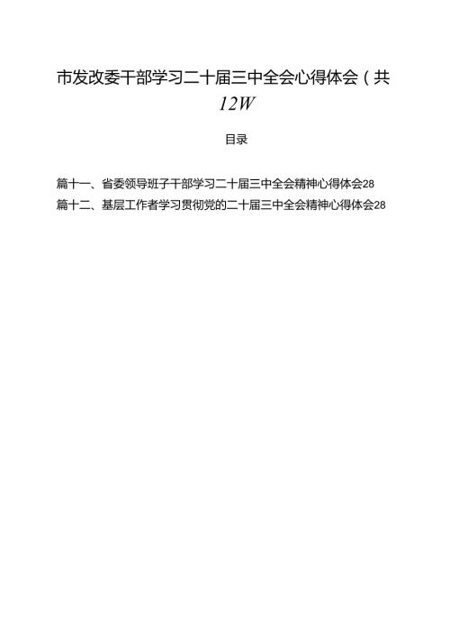 市发改委干部学习二十三中全会心得体会12篇（详细版）.docx