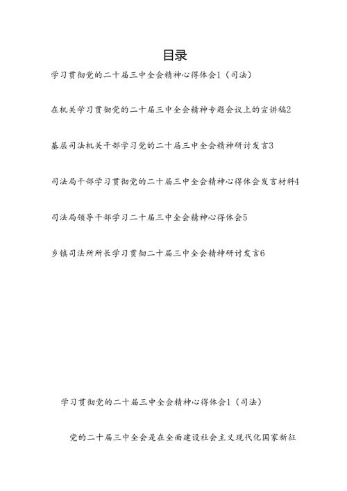 司法局领导党员干部司法所长学习贯彻二十三中全会精神研讨发言心得体会6篇.docx