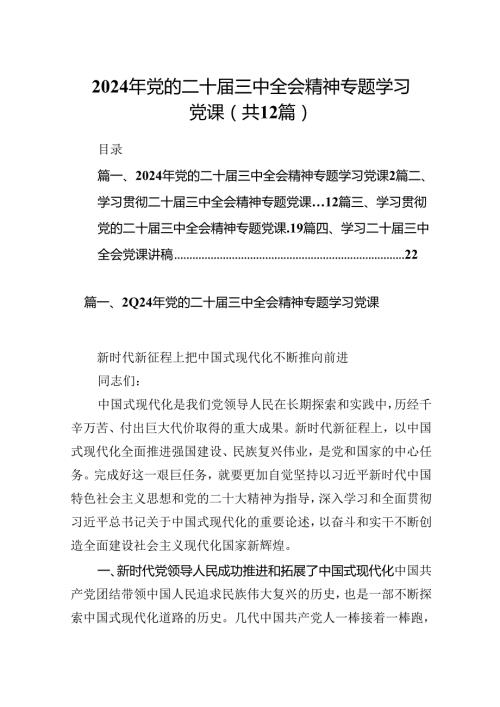 （12篇）2024年党的二十三中全会精神专题学习党课专题资料.docx