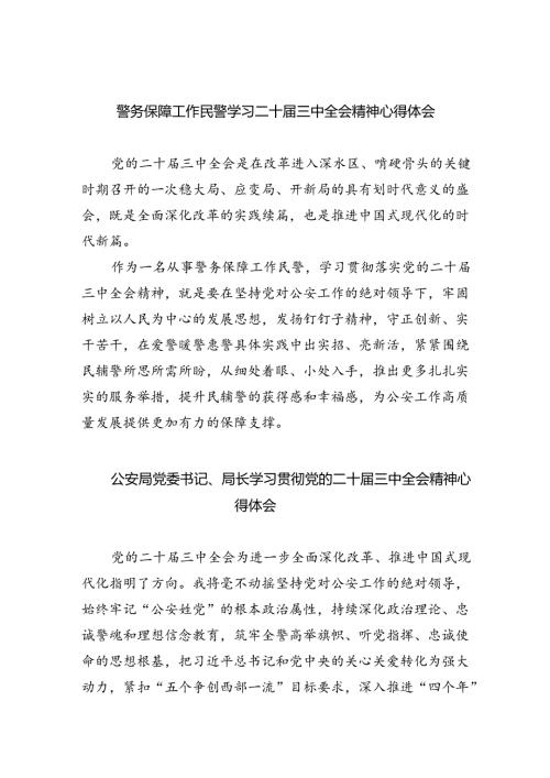 警务保障工作民警学习二十三中全会精神心得体会8篇（详细版）.docx