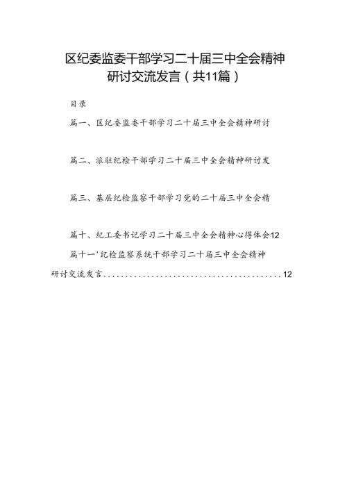 （11篇）区纪委监委干部学习二十三中全会精神研讨交流发言（精选）.docx