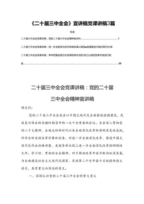《二十三中全会》宣讲稿党课讲稿3篇.docx
