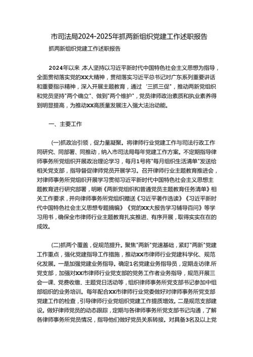 市司法局20242025年抓两新组织党建工作述职报告.docx
