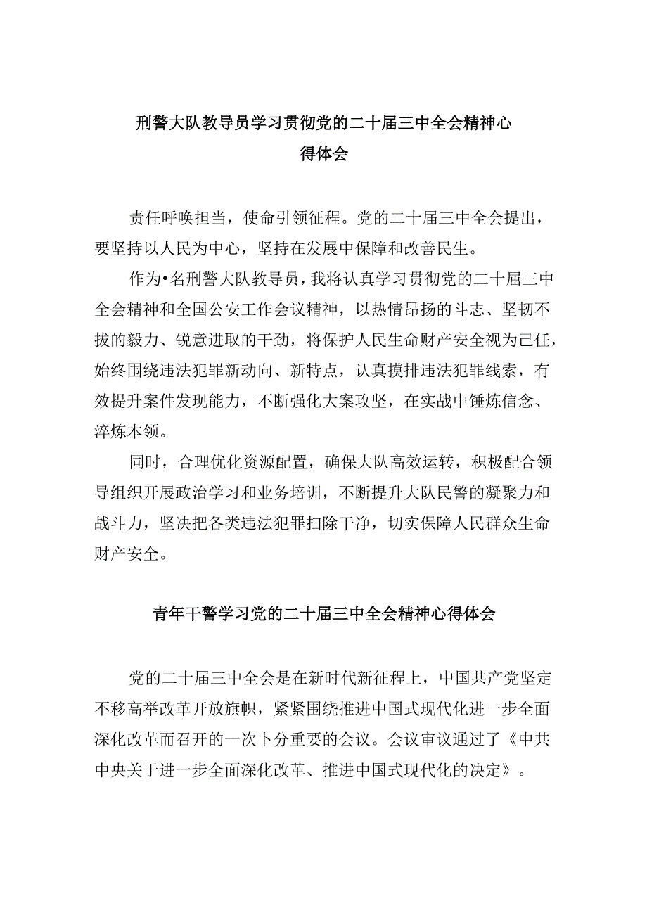 刑警大队教导员学习贯彻党的二十三中全会精神心得体会8篇（最新版）.docx_第1页
