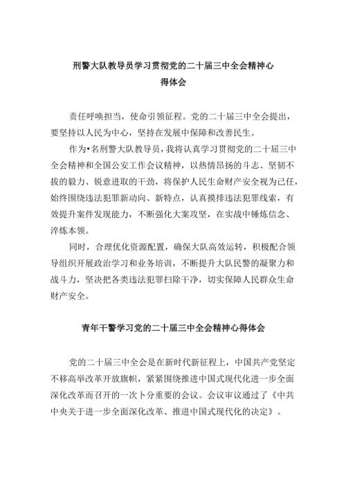 刑警大队教导员学习贯彻党的二十三中全会精神心得体会8篇（最新版）.docx